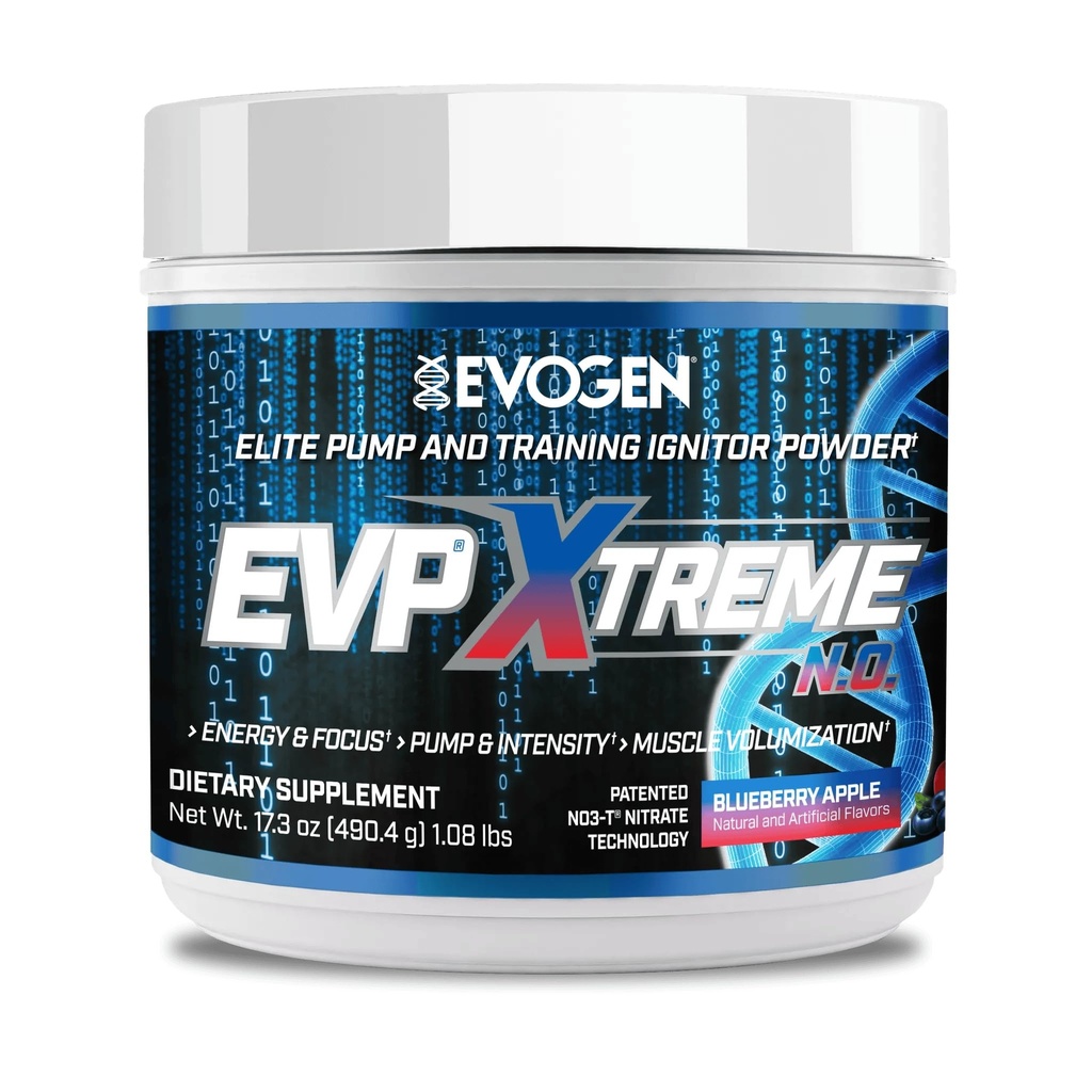 Evogen EVP Xtreme NO - Erkekler ve Kadınlar için Pre Workout Toz | Sugar Free Preworkout with Beta Alanine, Tinatine, and Caffeine for Energy & Pump | Blueberry Apple | 40 Servisler