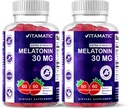 Vitamatic Sugar Free Melatonin 30 mg per Gummy - 60 Hizmet - 60 Vejetaryen Gummies - Non-Habit Form Supplement (60 Count (Pack of 2))