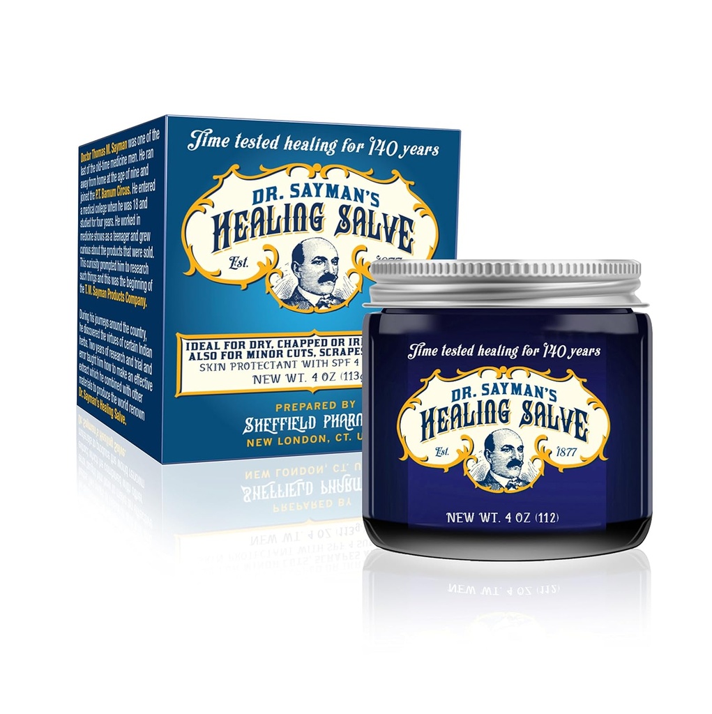 Dr. Sayman'ın şifalı Salve – The Original Skin Care Ointment and protectant / Great for Itchy, Kuru ve Hassas Skin / Treats Cracked Feet, Cab Heels ve Chapped Lips (4oz.)