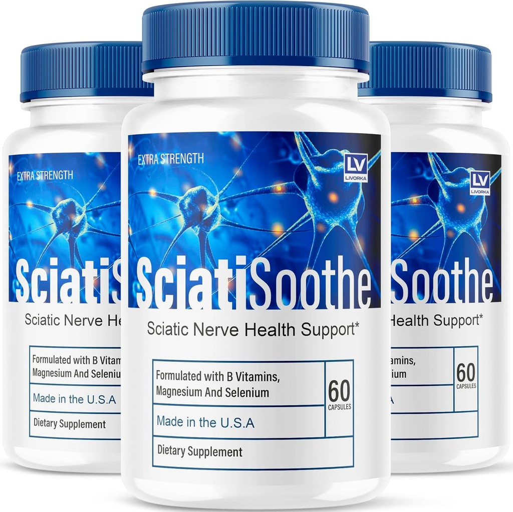 LIVORKA (3 Pack) Sciatisoothe - Sciatisoothe Supplement, Sciati Soothe, Sciatisoothe Vitamins, Sciatisooth, Sciati Soothe Supplement, Sciati Soothe Capsules, Sciati Sooth, 3 Ay Boyunca 180 Capsules