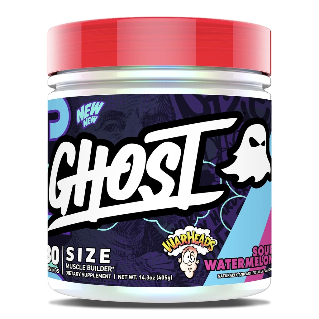 GHOST Boyut V3 Muscle Builder Diyeter Supplement - Warheads Sour Watermelon, 30 Hizmet - Erkekler ve Kadınlar için Kas Büyüme ve Güçlü Bina - Şeker & Gluten Ücretsiz -