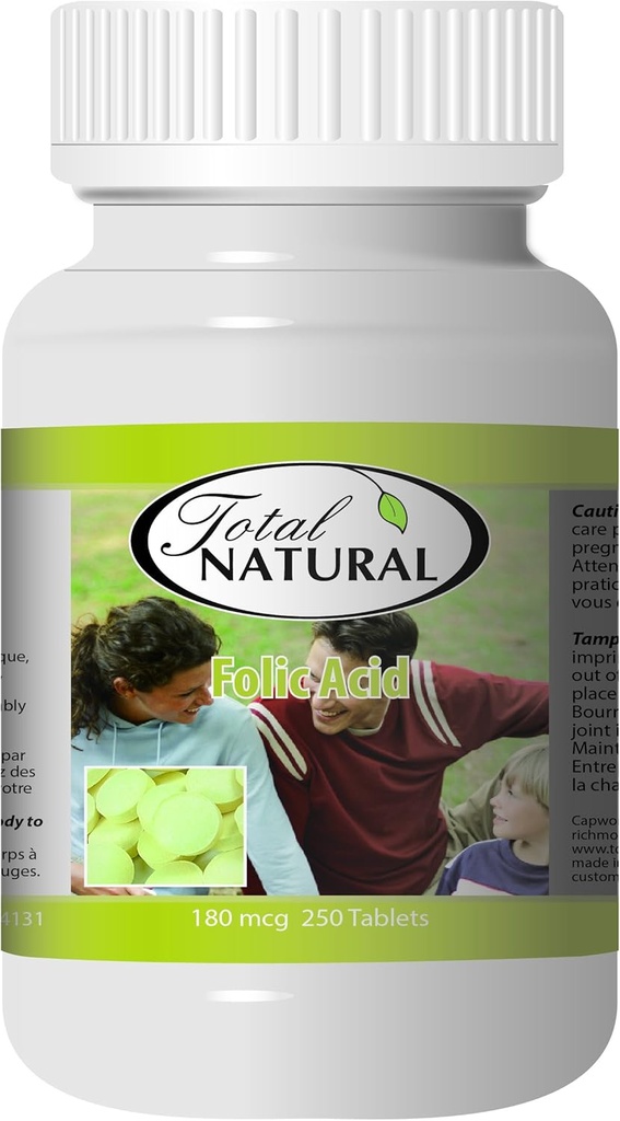 Φολικό οξύ 180mcg 250t [1 φιάλη] από το Total Natural, Καλό για Έγκυες Γυναίκες, Υγιής Ανάπτυξη των Ερυθρών Κυττάρων του Αίματος