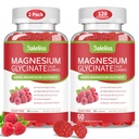 Magnezyum Glycinate Gummies 600 mg, Sugar Free Chewable Magnezyum Glycinate with Vitamin D, B6, and CoQ10 Support Sleep, Relaxation, Stress Relief, and Calm Mood for Yetişkinler 120 Gummies (2 Pack)