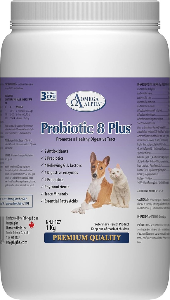 Probiyotik 8 Plus Pet Probiyotiks | Enzymes & Fiber for Digestion | Natural Herbal Digestive Supplement |Reduces Indigestion | Cat & Dogs (1kg,1000g)
