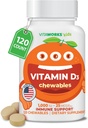 Çocuk D 1000 I Chewable Tabletleri - Tasty Natural Orange Flavor - Vegan, GMO-Free, Gluten Free, Nut Free Vitaminler - Immune Desteği için Diyet Supplement - Çocuklar için - 120 Chewables