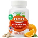 Kids Vitamin D 1000 IU Chewable Tablets - Tasty Natural Orange Flavor - Vegan, GMO-Free, Gluten Free, Nut Free Vitamins - Dietary Supplement for Immune Support - for Children - 120 Chewables