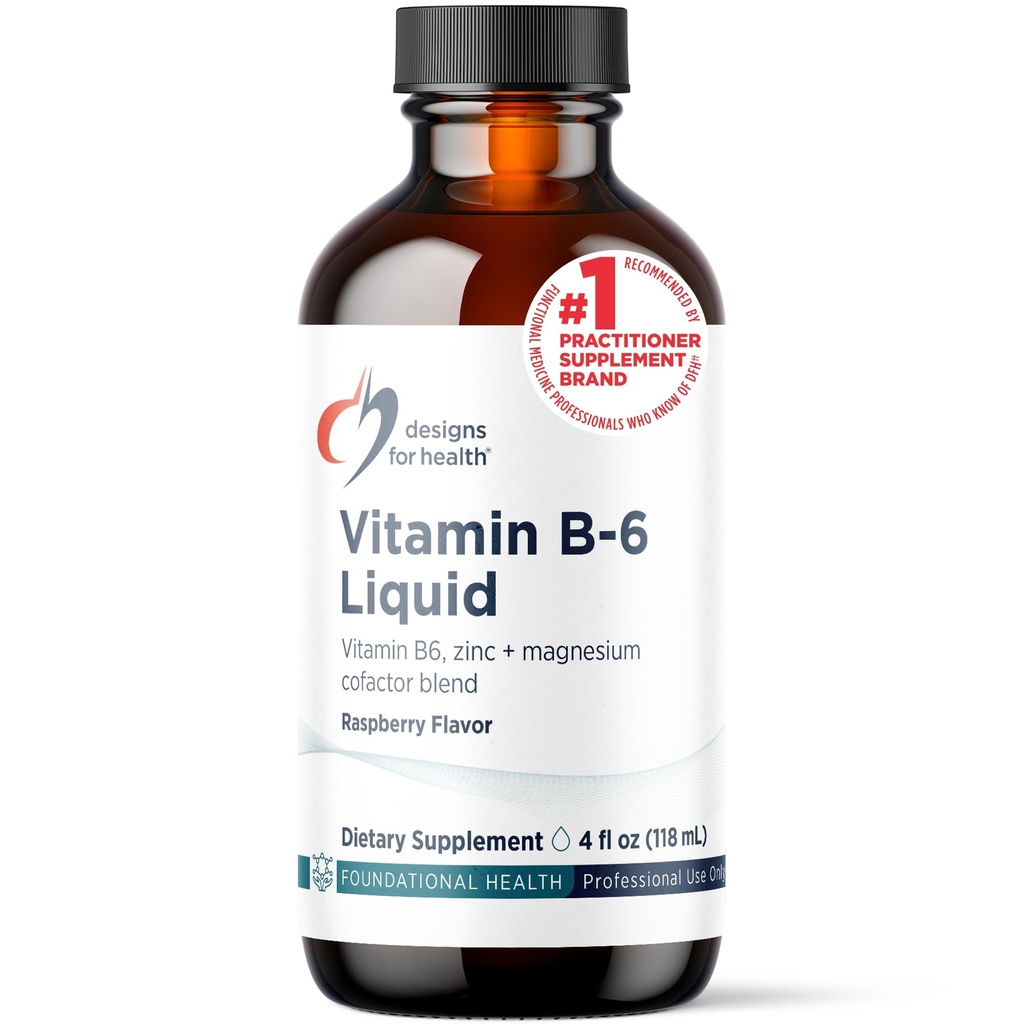 B6 Vitamini için tasarımlar - 50 mg B6 ile Magnezyum Chelate + çinko Supplement - Absorbs Kolayca + Büyük Tasting Raspberry Flavor (24 Servisler / 4 Fl Oz)