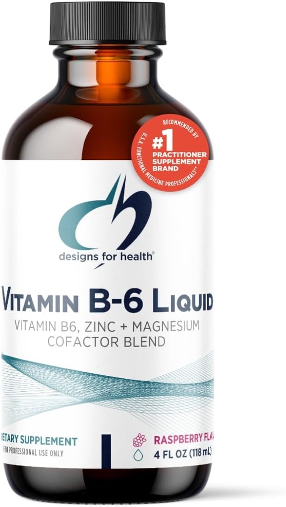 B6 Vitamini için tasarımlar - 50 mg B6 ile Magnezyum Chelate + çinko Supplement - Absorbs Kolayca + Büyük Tasting Raspberry Flavor (24 Servisler / 4 Fl Oz)