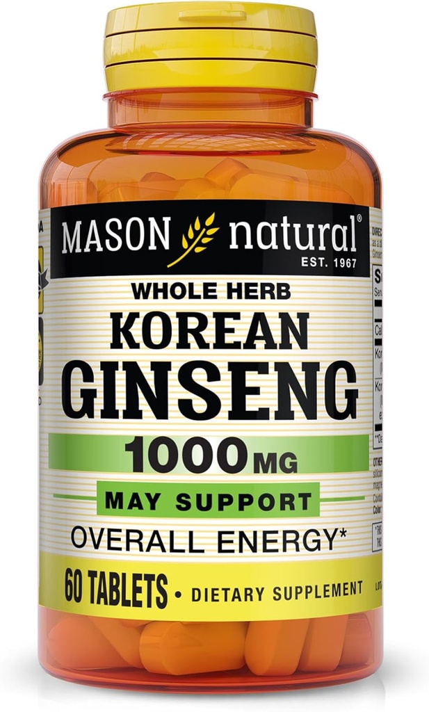MASON NATURAL Koreli 185 1000 mg, Enerji Destekleri, Endurance & Vitality, 60 Tabletler