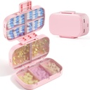 MEACOLIA Τριπλό-Folding Pill Organizer, 9 διαμερίσματα Travel Pill περίπτωση με μεγάλη χωρητικότητα, Καθημερινή κουτί χάπια Μικρό δοχείο για βιταμίνη, Cod Liver Oil, Συμπληρωματικά (Pink)
