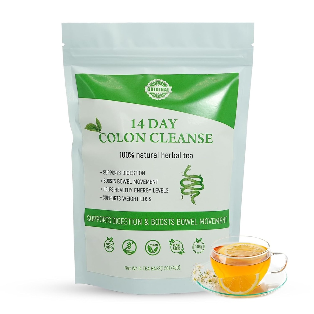 Laicuherb Organik 14 Gün Koloni Vücut Temizliği ve Detox, Natural Colon Detox Çayı Erkek ve Kadın Digestive Health & Gental Gut Cleanse, Caffeine Free