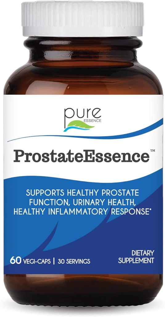Pure Essence Labs Prostate Essence w/Vitamin D3, Selenium, Zinc Supplements and More - Mens Vitamins and Herbal Supplement for Prostate Health w/Beta Sitosterol - 60 Caps for Men