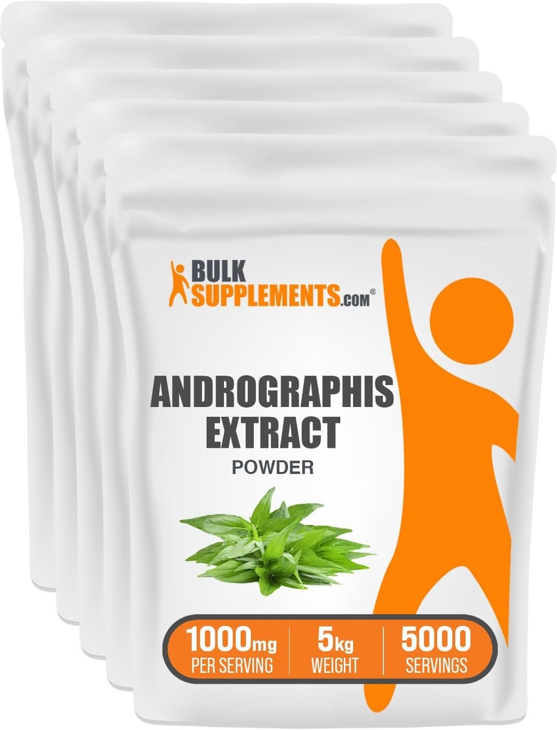 BulkSupplements.com Ανδρογράφος Extract Powder - Ανδρογράφος Πανικούλατα, Βότανο συμπλήρωμα, Ανδρογραφία σκόνη - Χωρίς γλουτένη, 1000mg ανά σερβίς, 5kg (11 lbs)