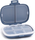 MEACOLIA Travel Pill Organizer, 1 Pack 8 Compartments Daily Pill Case Small Pill Box for Pocket Purse, Portable Pill Container Medicine Vitamin Organizer (Dark Blue)