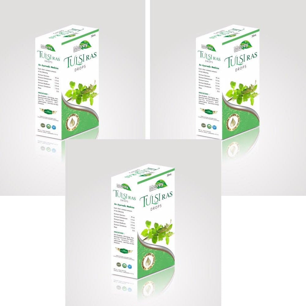 Συσκευασία του Metrey Tulsi Ras Drops των 3 ( 3 * 30 ml)