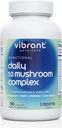 Günlük 10 Mushroom Kompleksi – Lions Mane, Reishi & Cordyceps – Immune Branson - Nootropic Brain Supplement - Natural Energy & Stress Relief – Gluten Free & Non-GMO - 90 Veggie Capsules