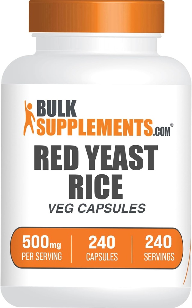 BulkSupplements.com Red Yeast Rice Capsules - Red Yeast Rice Supplement, Herbal Supplement - Vegan, 1 Capsule per Service, 240 Veg Capsules (Pack of 1)