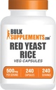 BulkSupplements.com Κόκκινες κάψουλες ρυζιού - Κόκκινο συμπλήρωμα ρυζιού ζύμης, βοτανικό συμπλήρωμα - Vegan, 1 κάψουλα ανά υπηρεσία, 240 κάψουλες λαχανικών (πακέτο του 1)