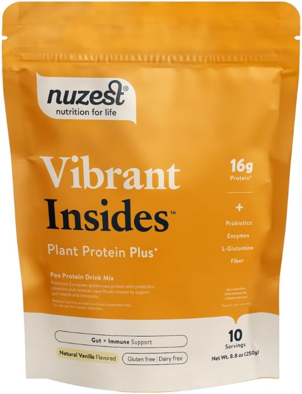 Nuzest Protein Plus | Vibrant Insides | Vanilla | Gut Health, Digestion and Immune Support | Vitamins and Minerals | 8.8oz / 250g (10 hizmet)