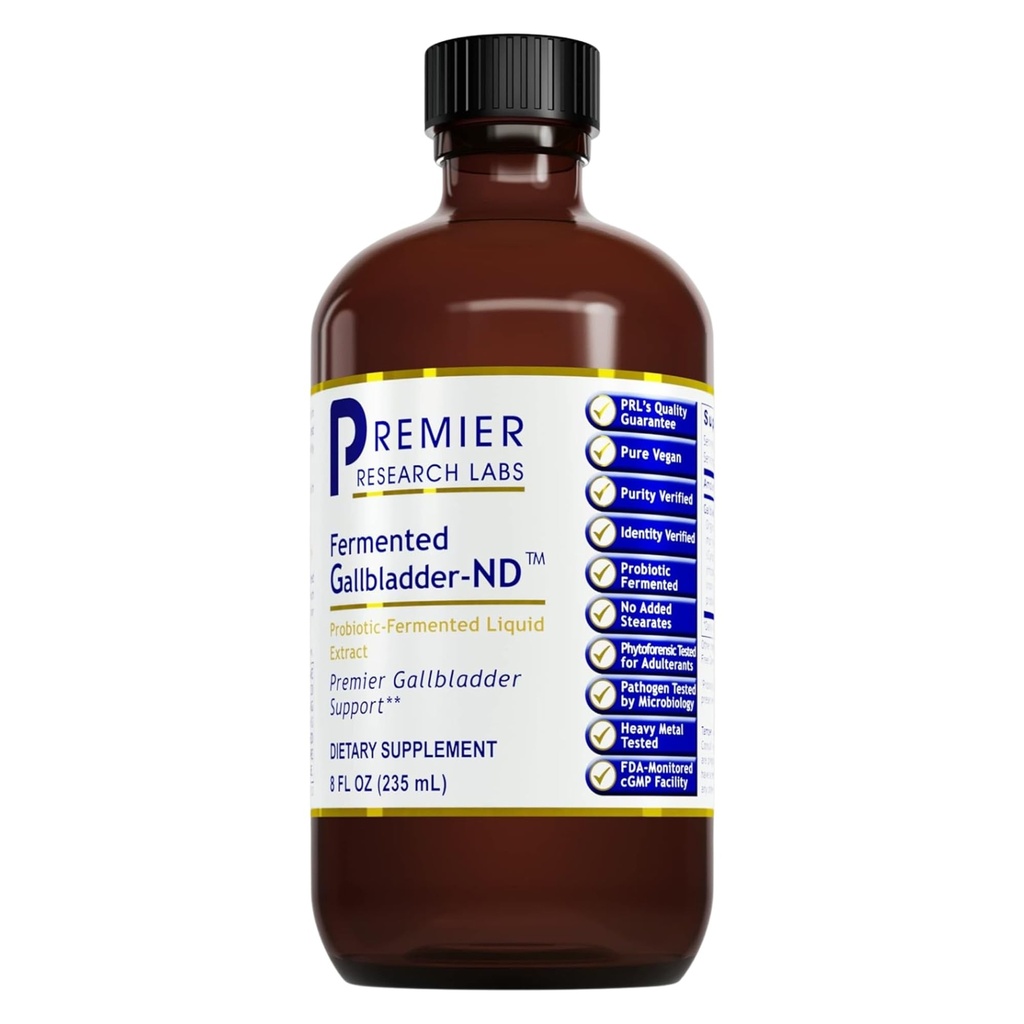 Premier Research Labs Fermented Gallbladder-ND - Καθαρισμός χοληδόχου κύστης, Γαϊδουράγκαθο γάλακτος και εκχύλισμα Artichoke, Υγρές σταγόνες γαϊδουράγκαθο γάλακτος, Συμπλήρωμα βάμμα με αντιοξειδωτικά, Turmeric - 8 Fl Oz Μπουκάλι