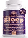 Magnezyum Glycinate 500 mg Reishi Mushroom 350 mg L-Theanine 300 mg Apigenin 50 mg Melatonin 3 mg - Magnezyum Sleep Supplement for Deep Sleep, Sleep Support - 60 Capsules Made in USA