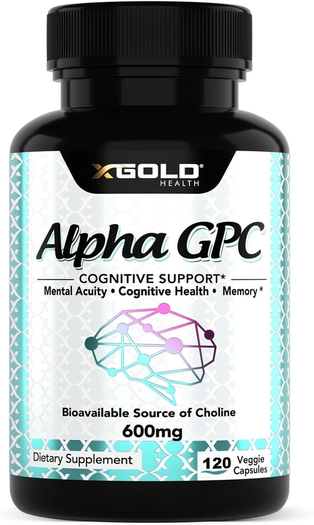 Άλφα GPC Choline 600mg, 99% καθαρό Nootropic συμπλήρωμα, 120 κάψουλες Veggie, Γνωστικό ενισχυτή για τη μνήμη, την υγεία του εγκεφάλου και την εστίαση