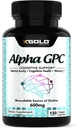 Alpha GPC Choline 600 mg,% 99 Pure Nootropic Supplement, 120 Veggie Capsules, Memory, Brain Health & Focus için Bilişsel Geliştirici