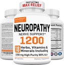 Neuropati 1200 mg HP-99 Alfa Lipoic Asit ile Tamamlandı - Max Strength ALA Nerve Foot Hands Fingers Legs - Ultra Potent 18 1 Doğal Peripheral Nerve Vitaminleri - 180 Capsules
