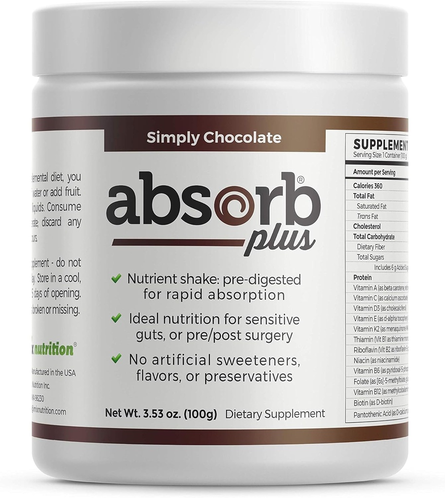 Isolate Protein - Diet Supplement for Improved Gut Health, Extra Nutritional Support, Non-GMO, Gluten-Free, Lactose-Free, Casein-Free (100 g, Simply Chocolate)