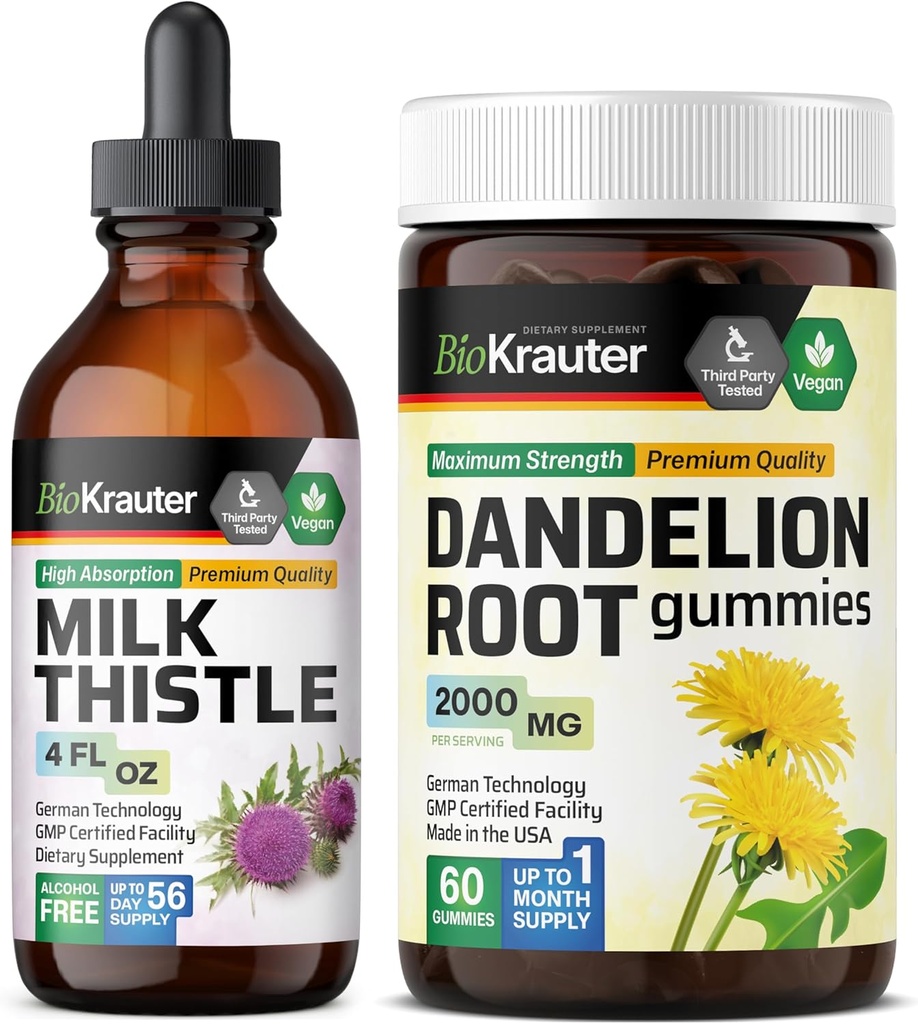 BIO KRAUTER Süt Butle Tincture 4 Fl. Oz. & Dandelion 60 Gummies