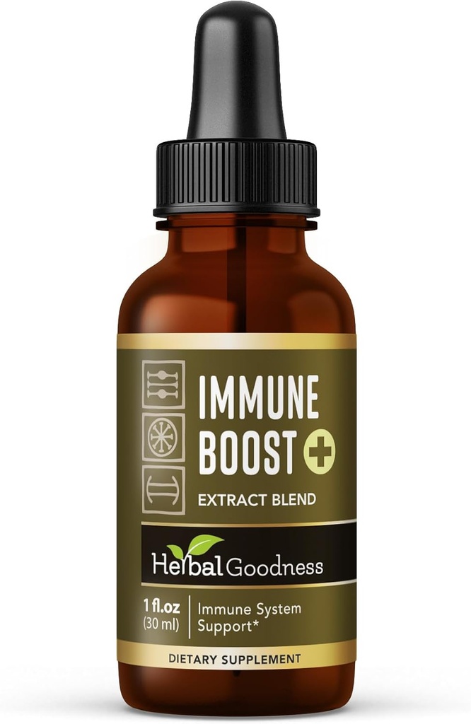 Herbal Goodness Immune Support Liquid 1oz - Immune & Gut Health için Doğal Herbal Supplement, Echinacea, Astragalus ve Graviola - 1 Şişe