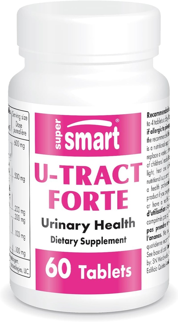 Supersmart U-Tract Forte (Advanced Formula) - D-Mannose, CranMax Cranberry Inter, Dandelion Root - Herbal Supplement | Non-GMO & Gluten Free - 60 Tabletler