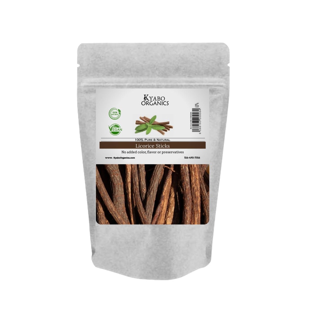 Kyabo Licorice Root Sticks - 100% Pure, Raw all Natural Licorice Root Sticks 8oz / 1/2lb - Αφρικανική Licorice Root - Chew Sticks Mulethi Glycyrrhiza Glabra