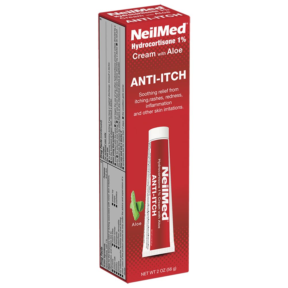 NeilMed Hydrocortisone% 1 Anti Itch Cream with Aloe Vera. 2oz - Hızlı Yardım Soothing ve Calming - Itching, Rashes, Redness, Inflama ve Diğer Skin Irritations