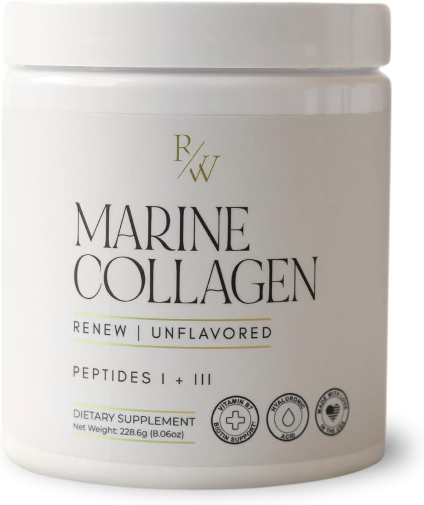 Renew Marine Collagen Toz + Biotin & Hyaluronic Acid for Better Hair, Skin & Nails, Unflavored - 20 Scoops, 8oz