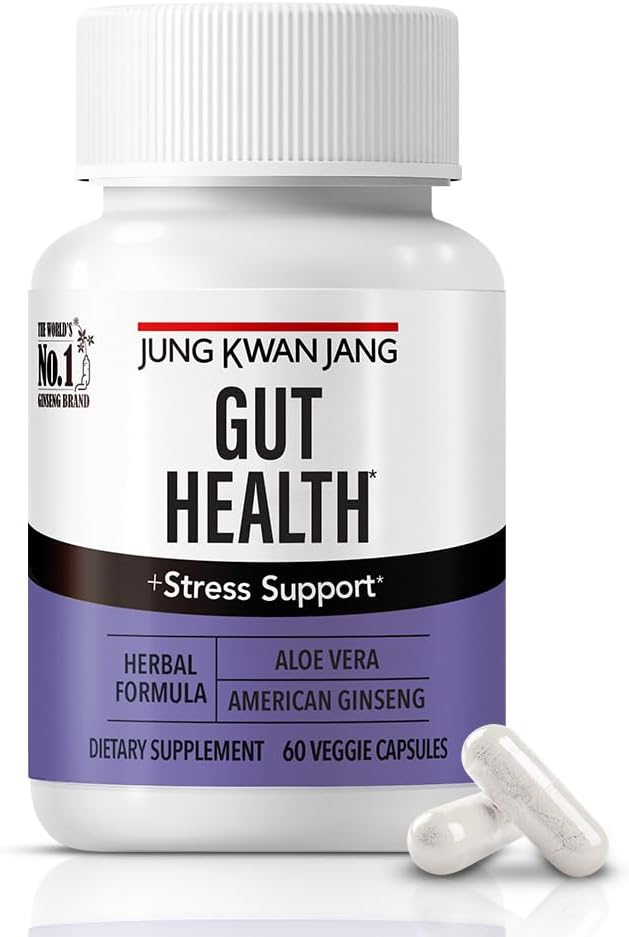 JungKwanJang Gut Health Support with Aloe Vera (833 mg) ve Gut Health için Amerikan BTC, Digestion, Immunity, 60 Capsules for Men and Women