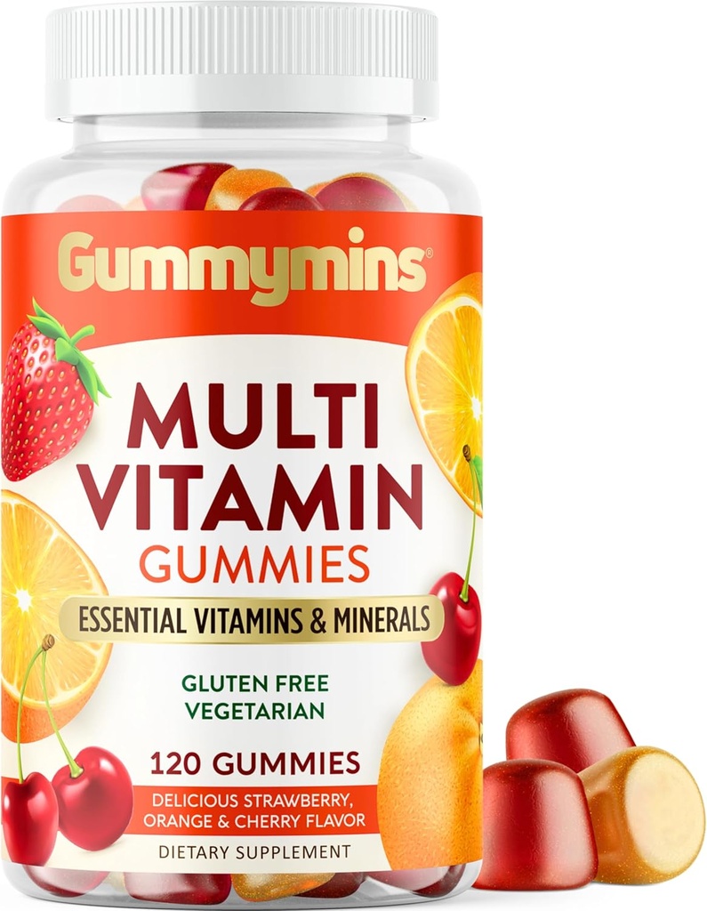 Gummymins® Premium Multivitamin Gummies | Yapay Renkler veya Flavors | Kadınlar ve Erkekler için Çok Vitamin Gummies | Gluten/Dairy/Soy Free, Vegetarian, Gummy Vitaminler | 120 Kont, 60 Day Supply