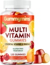 Gummymins® Premium Multivitamin Gummies | Yapay Renkler veya Flavors | Kadınlar ve Erkekler için Çok Vitamin Gummies | Gluten/Dairy/Soy Free, Vegetarian, Gummy Vitaminler | 120 Kont, 60 Day Supply