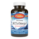 Carlson - MCT & Omega-3, Λάδι καρύδας, Caprylic & Capric Acids, EPA & DHA, Παραγωγή ενέργειας, Λιπαρά Μεταβολισμός & Υγεία του εγκεφάλου, 60 Softgels