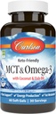 Carlson - MCT & Omega-3, Coconut Oil, Caprylic & Capric Acids, EPA & DHA, Enerji Üretimi, Fat Metabolism & Beyin Sağlığı, 60 Softgels