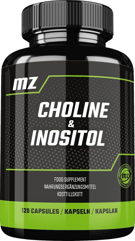 Choline and Inositol 1200 mg per Service - 120 Capsules - 2 Ay Supply - Diyet Supplement to Support Mind Clarity and Relaxation - by MZ