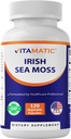 Vitamatic Irish Sea Moss – 120 Vejetaryen Capsules Bladderwrack & Burdock Root - Seamoss Supplement for Thyroid, Energy & Immune Support