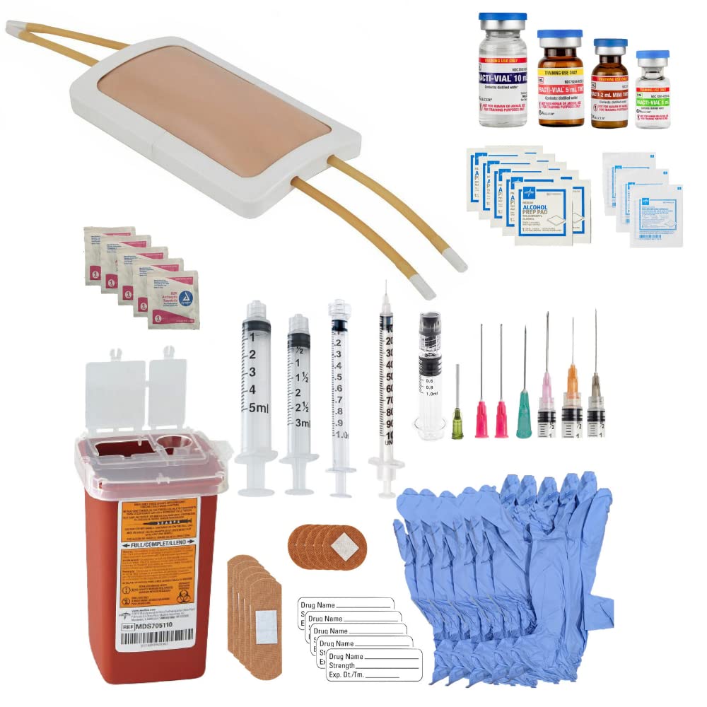 Anatomi Lab Venipuncture Practice Kit with Wearable Simülasyon Arm Pad Model IV + Tamamlayıcı Enjeksiyon Becerisi Kit Klinik Hemşirelik Eğitimi, 65 parça Grafik