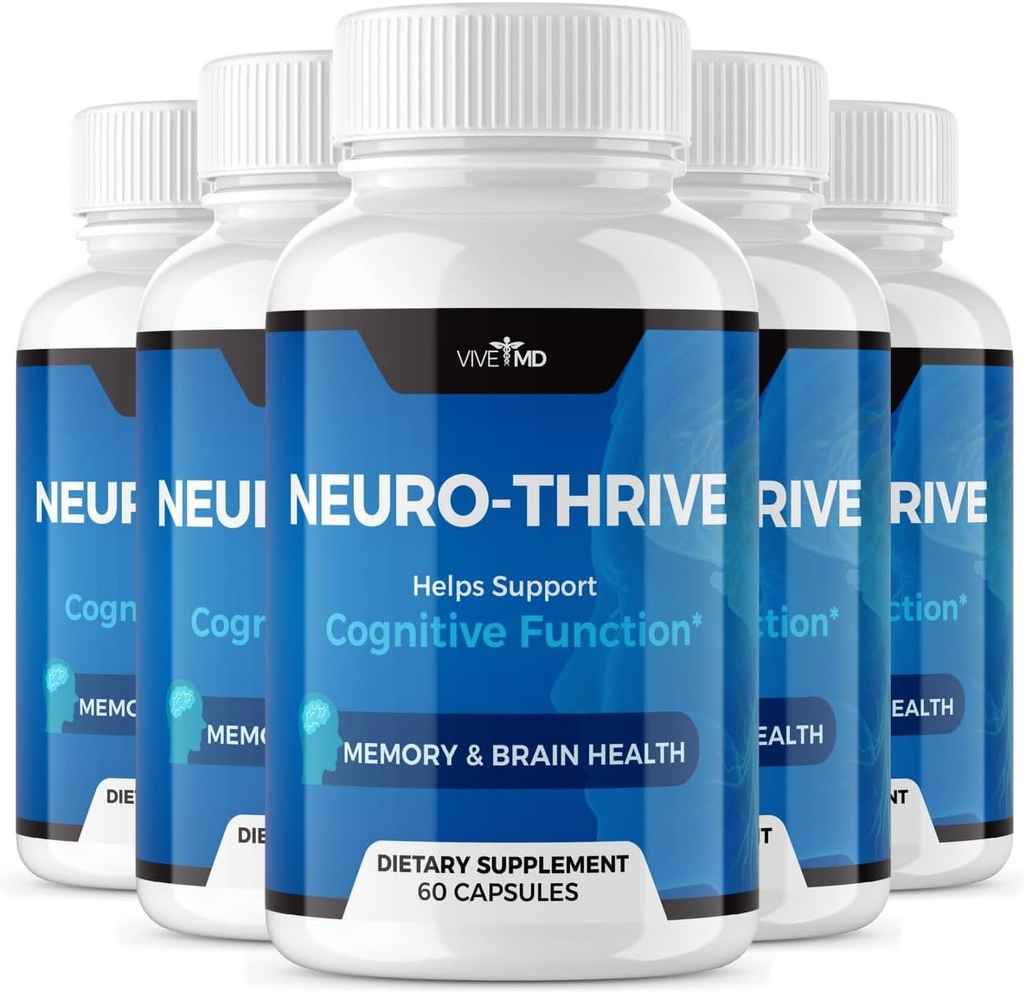 VIVE MD Neuro Thrive Brain Supplement - Επίσημη Formula - Neuro Thrive PQQ, Neuro Thrive για επιπλέον δύναμη με εκχύλισμα Ginkgo Biloba, εκχύλισμα Siberian Ginseng (5 Pack)