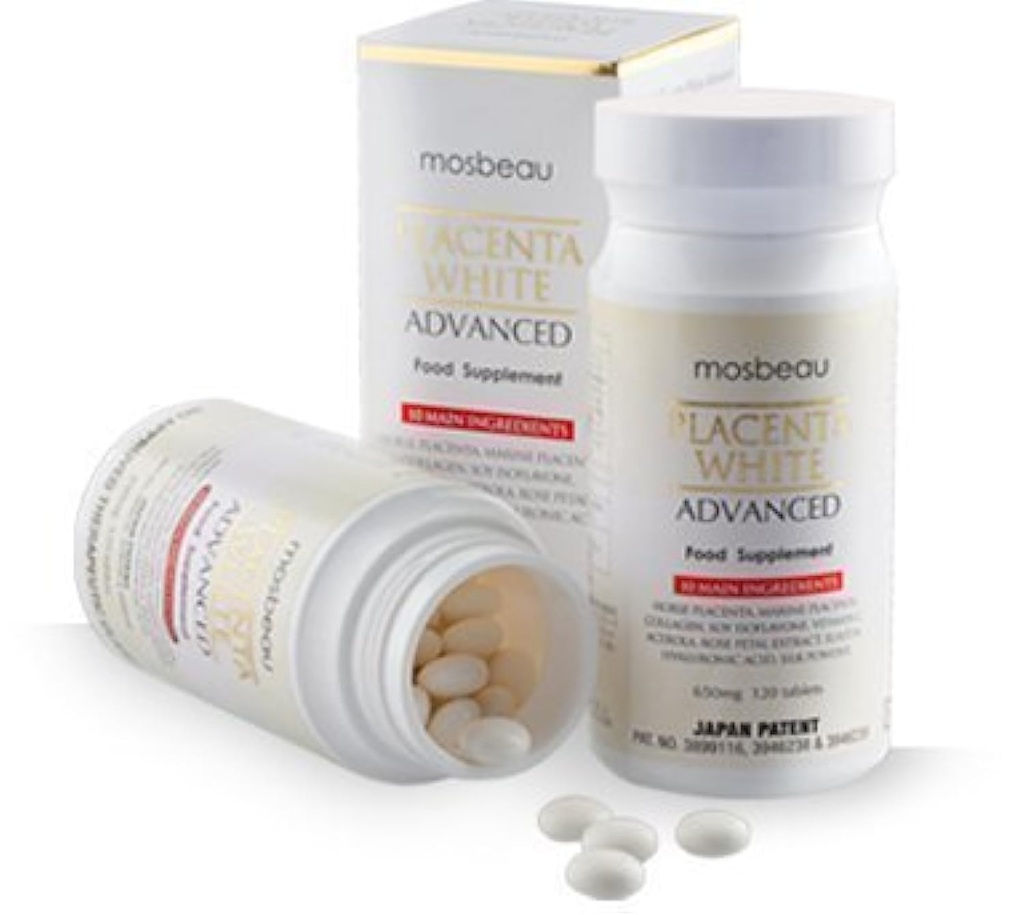 Mosbeau Placenta Λευκό Advanced συμπλήρωμα για λεύκανση του δέρματος 2015 Ιαπωνία πατενταρισμένο δύο φορές ως αποτελεσματική ως Glutathione (120 δισκία)