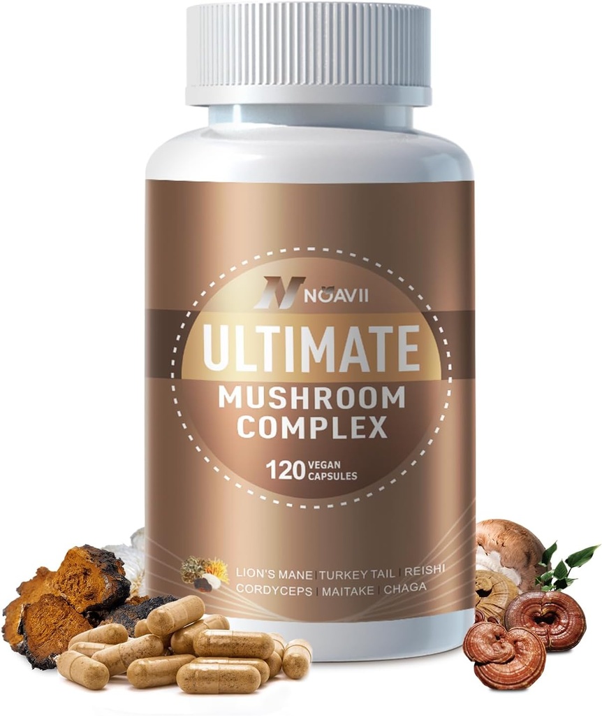 Mushroom Kompleksi Tamam 2600 mg, 120 Capsules - 10 Mushrooms - Reishi, Lions Mane, Cordyceps, Chaga, Türkiye Tail, Maitake, Shiitake, Oyster Nootropic Kompleksi - Beyin, Enerji, Focus Pills