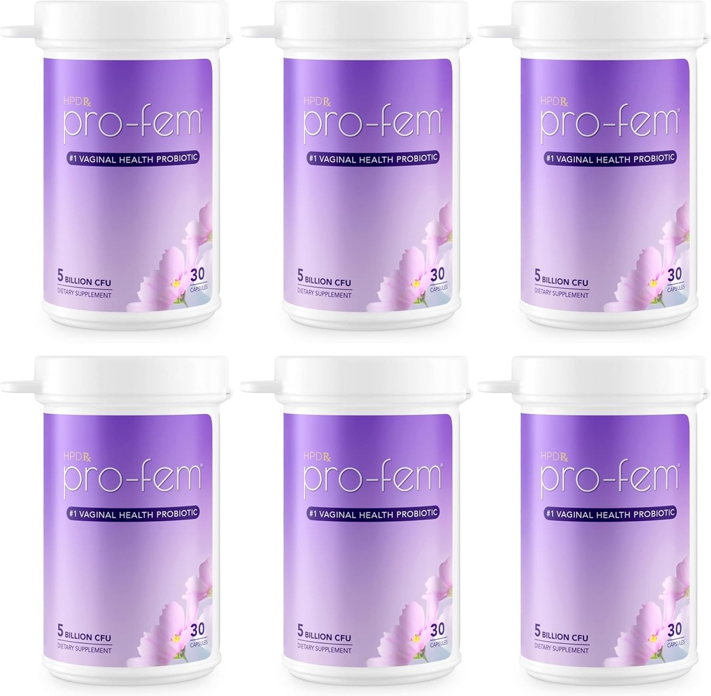 HPD Rx Pro-Fem #1 Vaginal Health Probiyotik | Vaginal Probiyotikler | Klinik olarak Yeast & PH Balance, Urinary Tract Health | Feminine Probiyotiks | 7 Days | 30 Capsules | 6Pack