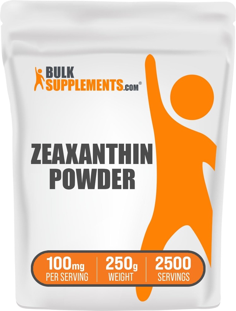 BulkSupplements.com Zeaxanthin Powder - Zeaxanthin Συμπληρώματα, από Marigold Flower Extract - Χωρίς γλουτένη, 100mg (Zeaxanthin 5mg) ανά Σερβίρισμα, 250g (8,8 oz) (πακέτο του 1)