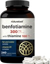NatureBell Benfotiamine 300 mg with Thiamine 100 mg Per | 240 Veggie Capsules – Essential Vitamin B1 Benfotiamin Supplement – Vegetarian Friendly Friendly