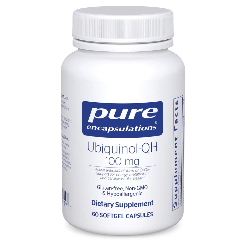 Pure Encapsulations Ubiquinol-QH - 100 mg CoQ10 - Supports Energy Metabolism & Heart Health* - Coenzyme Antioksis Supplement - Non-GMO - 60 Softgel Capsules